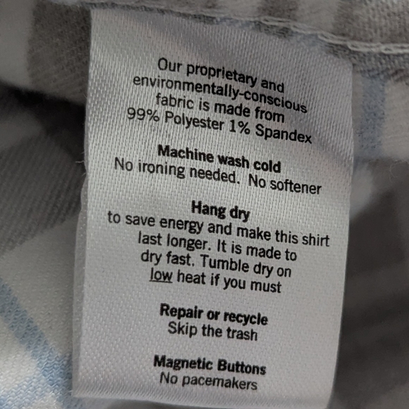 Poncho Men's Regular Fit Magnetic Pockets Flannel Shirt Size XL White/Gray/Blue - Picture 12 of 12
